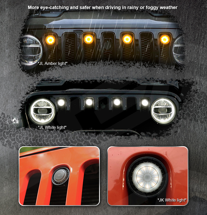 Jeep grille light with DRL