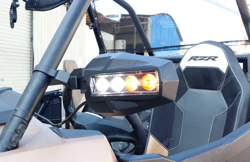 UTV side rear view mirrors with lights