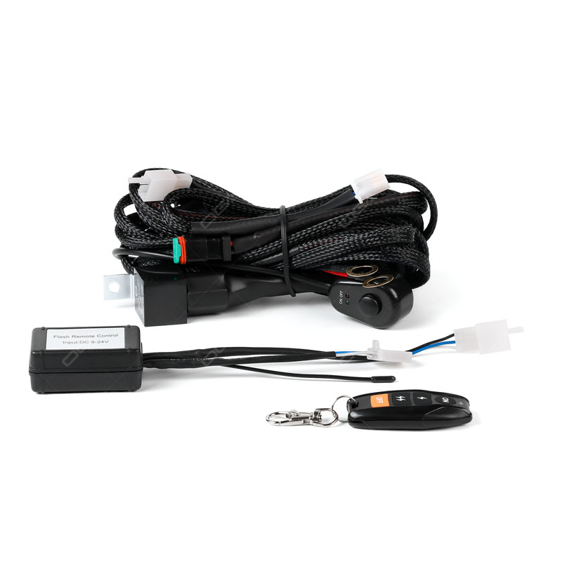 Universal 9-16V wireless remote control wiring harness kit for LED light bar