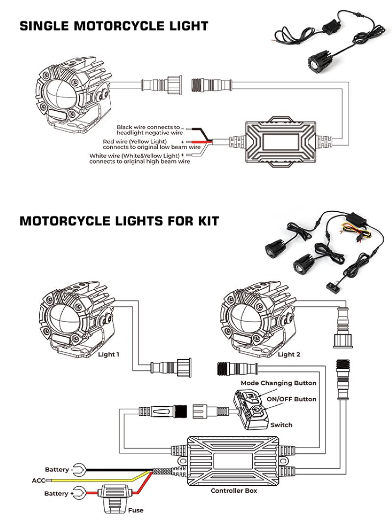 Auxiliary LED Lights for Motorcycles