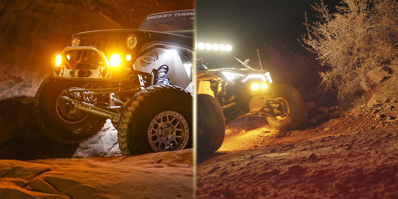 Different types of amber lights for off-road use
