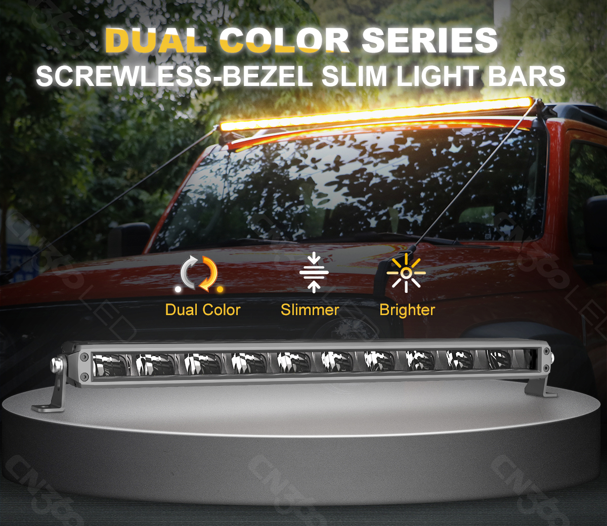 White & Amber Slim LED Light Bar