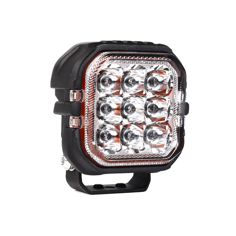 45W Square LED Spot Work Light with Amber Backlit and 3D Halo Design