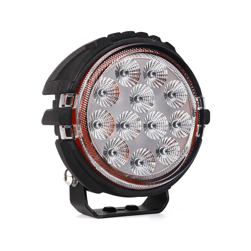 60W 3D Halo Style Amber Backlit Round Floodlight LED Work Light