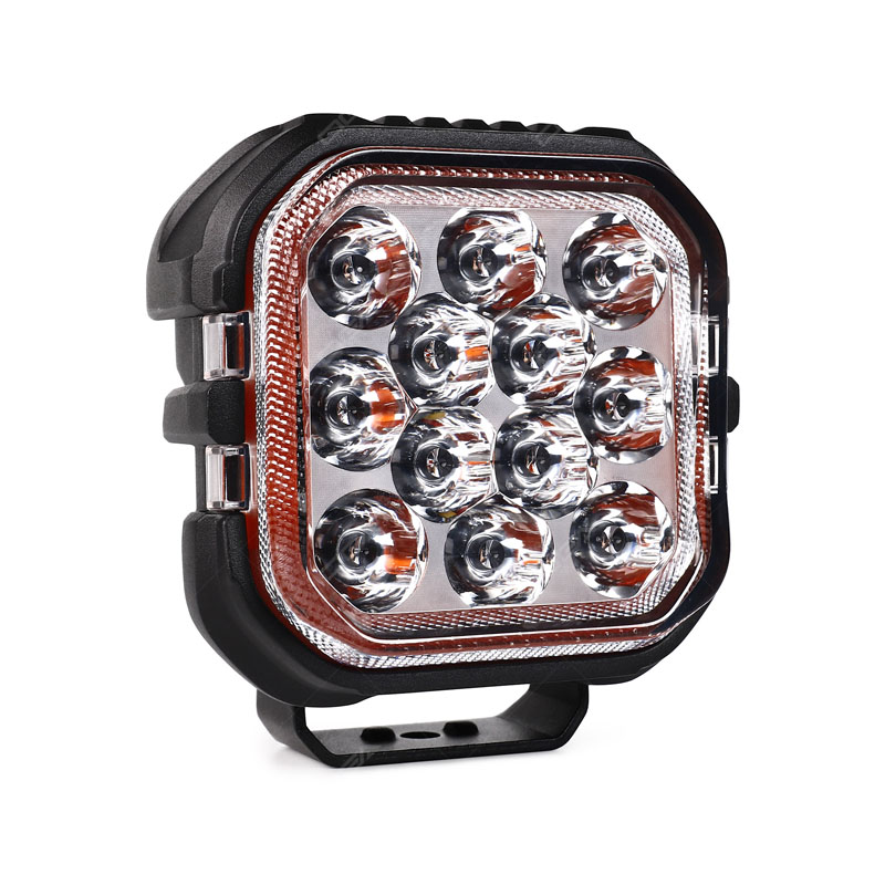 60W Amber Backlit and 3D Halo Design Square LED Spot Work Light