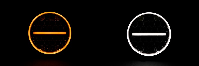 LED work light with amber and white DRL backlight