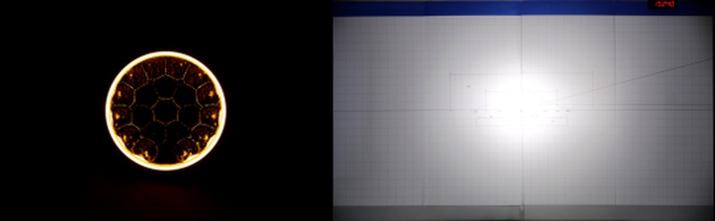 LED work light amber backlight and beam pattern display